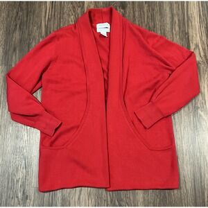 Sideffects Cardigan Sweater Open Front Wrap Collar Size M Pocket Red